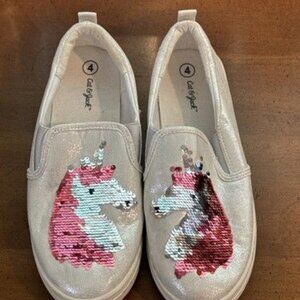 Cat & Jack Girls Unicorn Sequin Slip-On Shoes Size 4 Pink